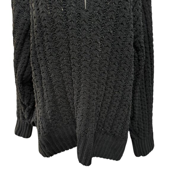 Aerie Cable Car Quarter Zip Sweater Black Size XL - Picture 3 of 4